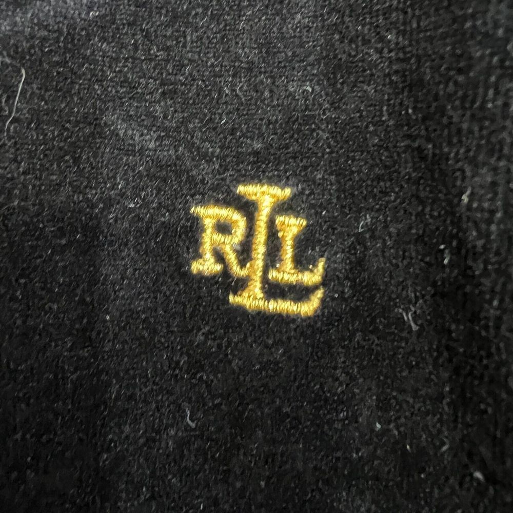 Vtg. Lauren Ralph Lauren Sweater Womens Large  Black Velvet Gold Embroidery Logo - Picture 4 of 8